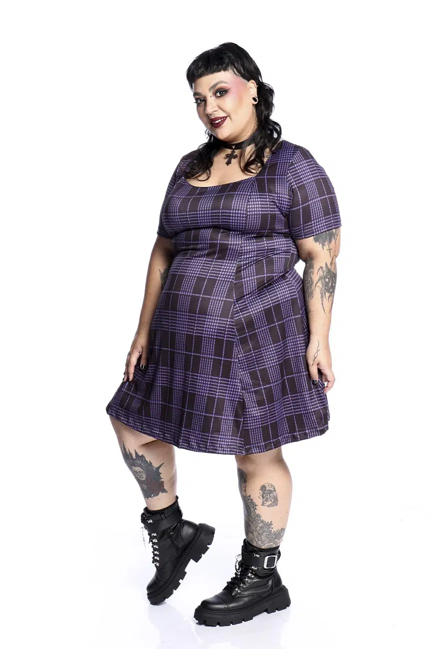Vestido Nancy Xadrez Roxo - Imagem 5