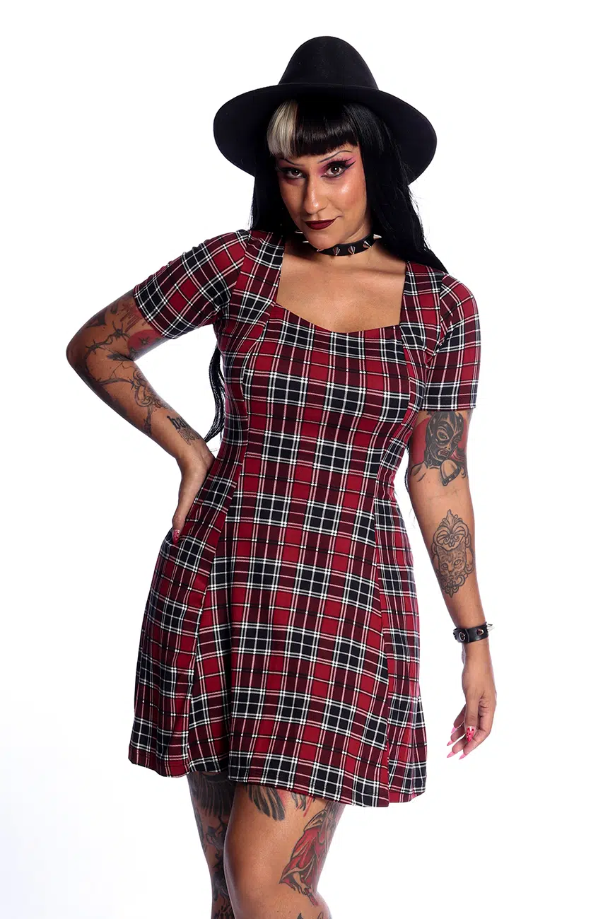 Vestido Nancy Xadrez Vermelho - Imagem 1