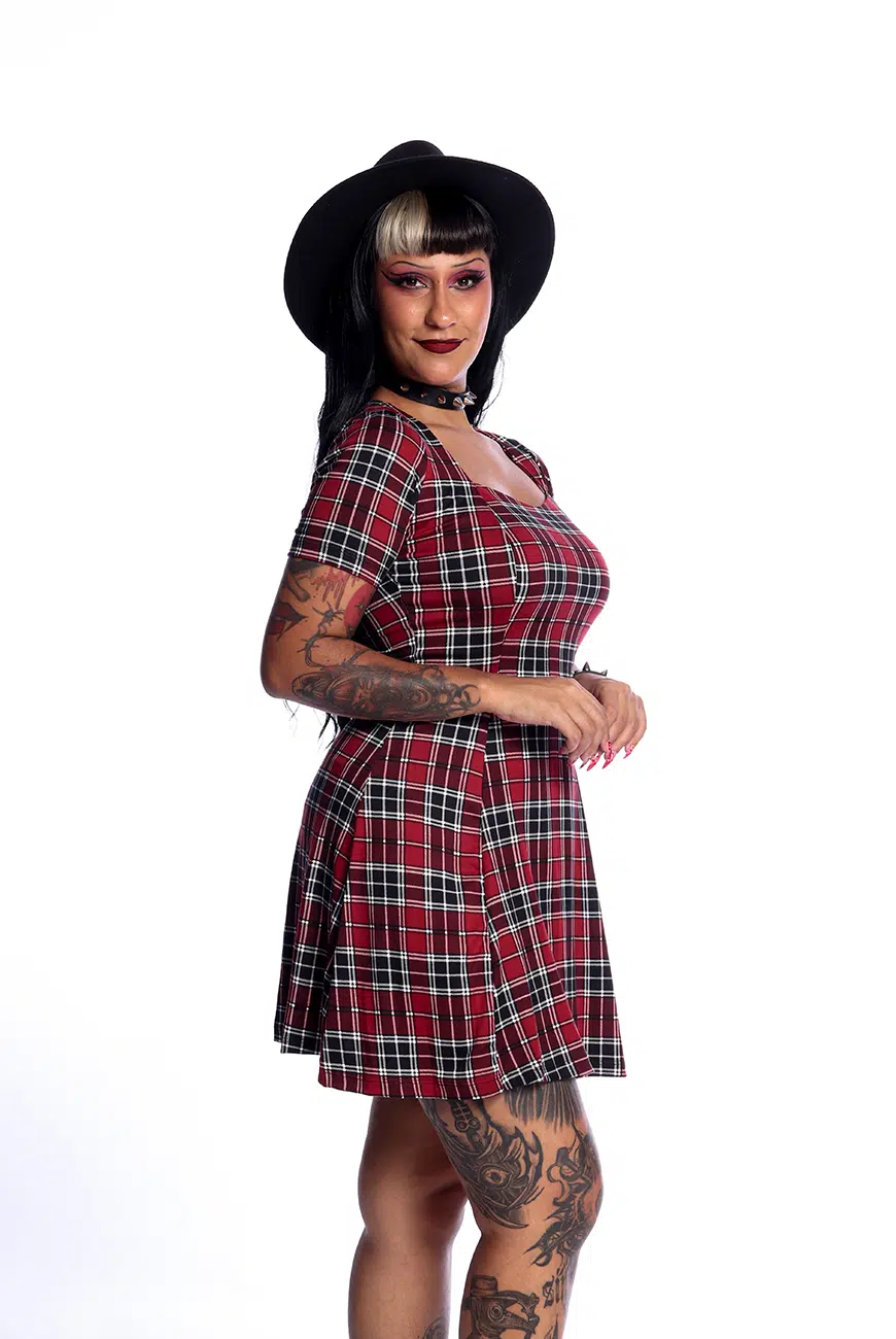 Vestido Nancy Xadrez Vermelho - Imagem 6