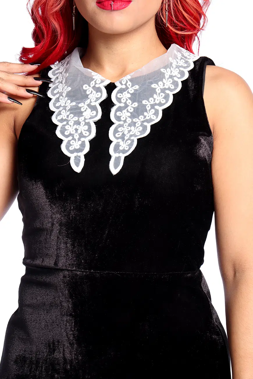 Vestido Veludo Preto Gola Weird - Imagem 10