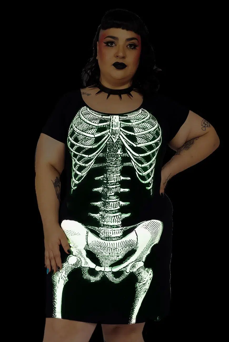Vestido Evasê Esqueleto Brilha no Escuro - Imagem 4