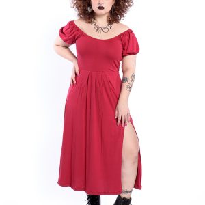 Vestido Bordô Fenda Blood Princess
