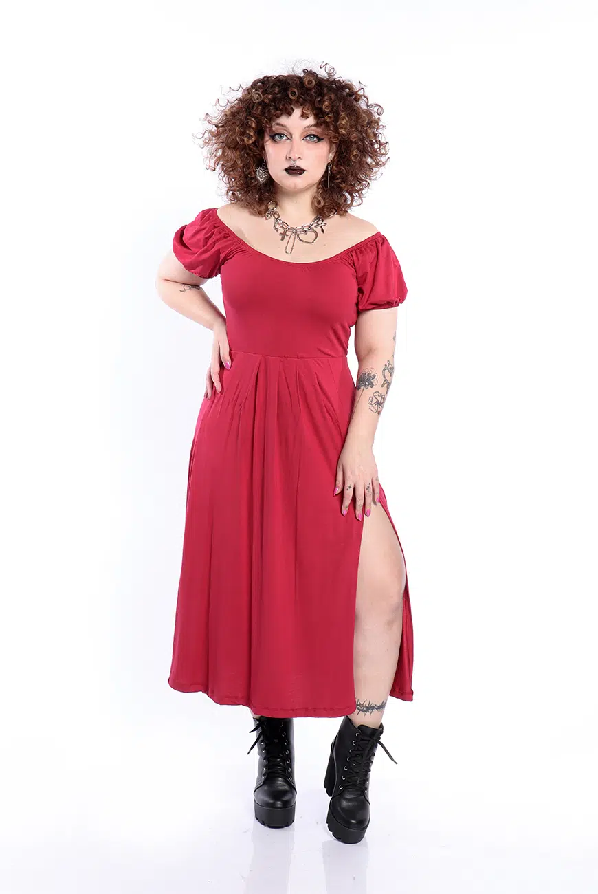 Vestido Bordô Fenda Blood Princess - Imagem 1