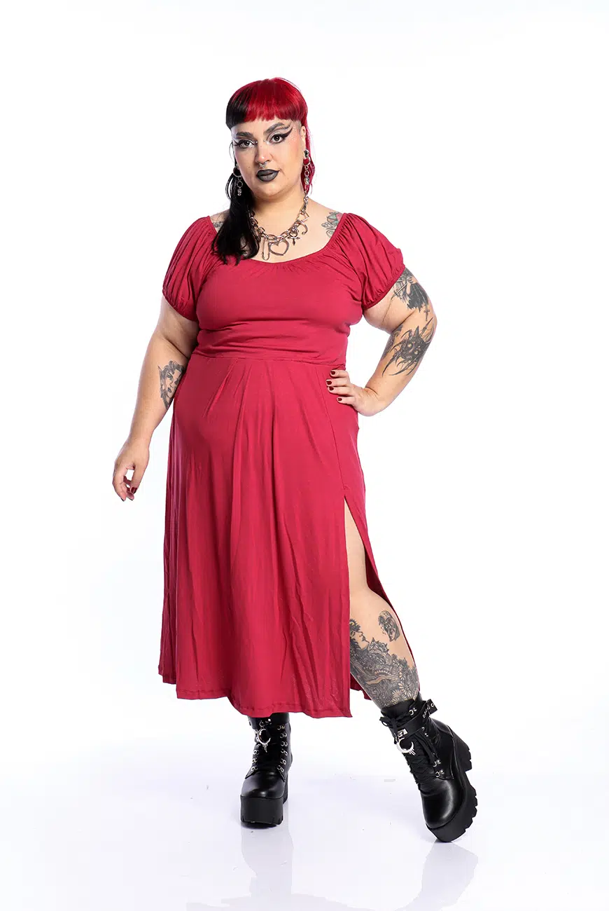 Vestido Bordô Fenda Blood Princess - Imagem 3
