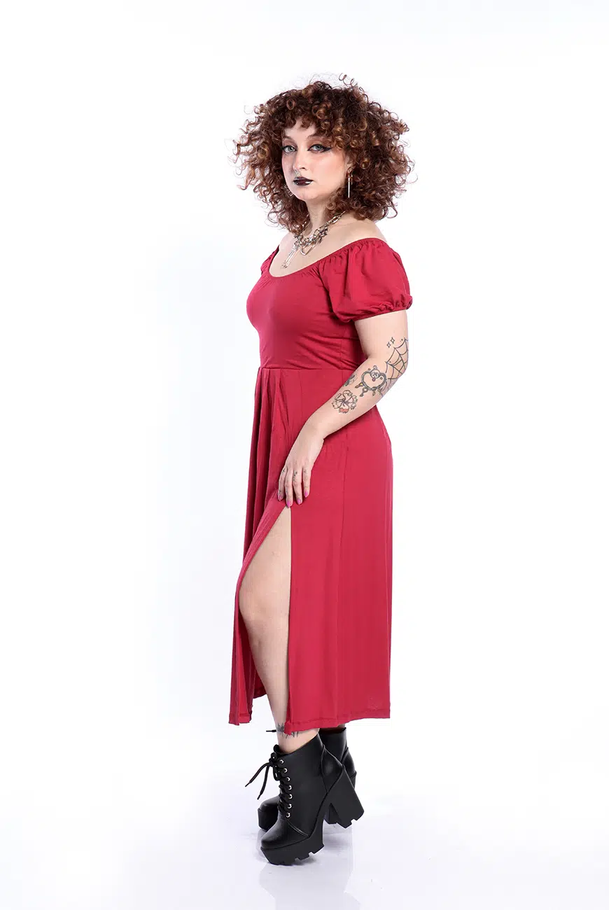 Vestido Bordô Fenda Blood Princess - Imagem 4