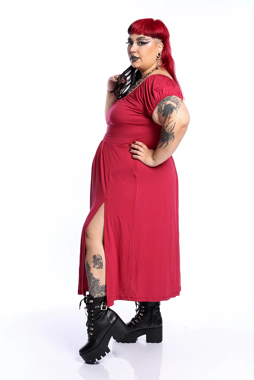 Vestido Bordô Fenda Blood Princess - Imagem 5