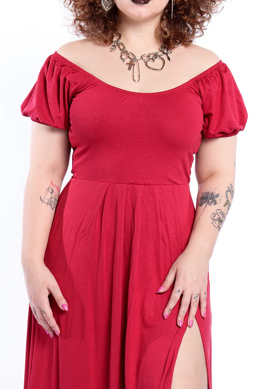 Vestido Bordô Fenda Blood Princess - Imagem 8