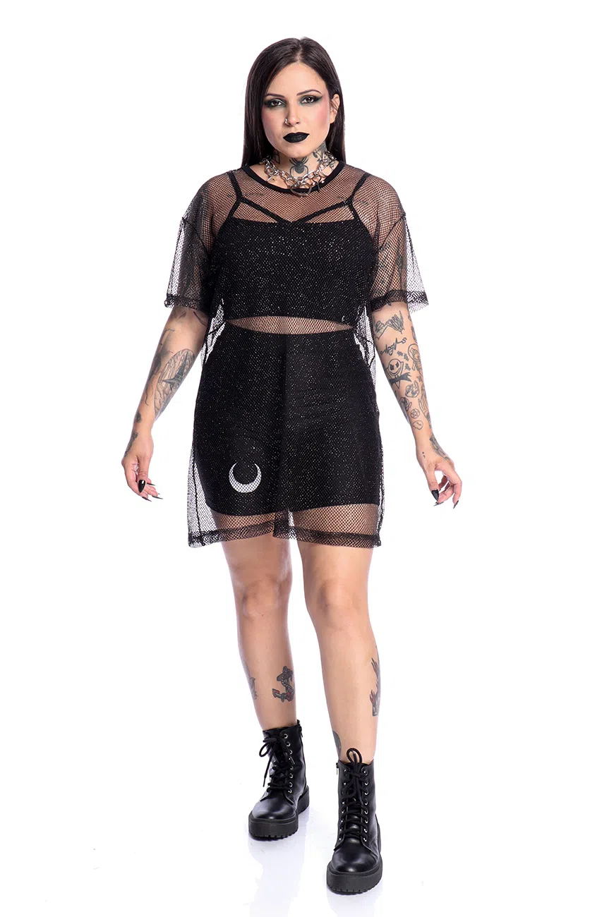 Vestido Camiseta Arrastão Preto - Imagem 8