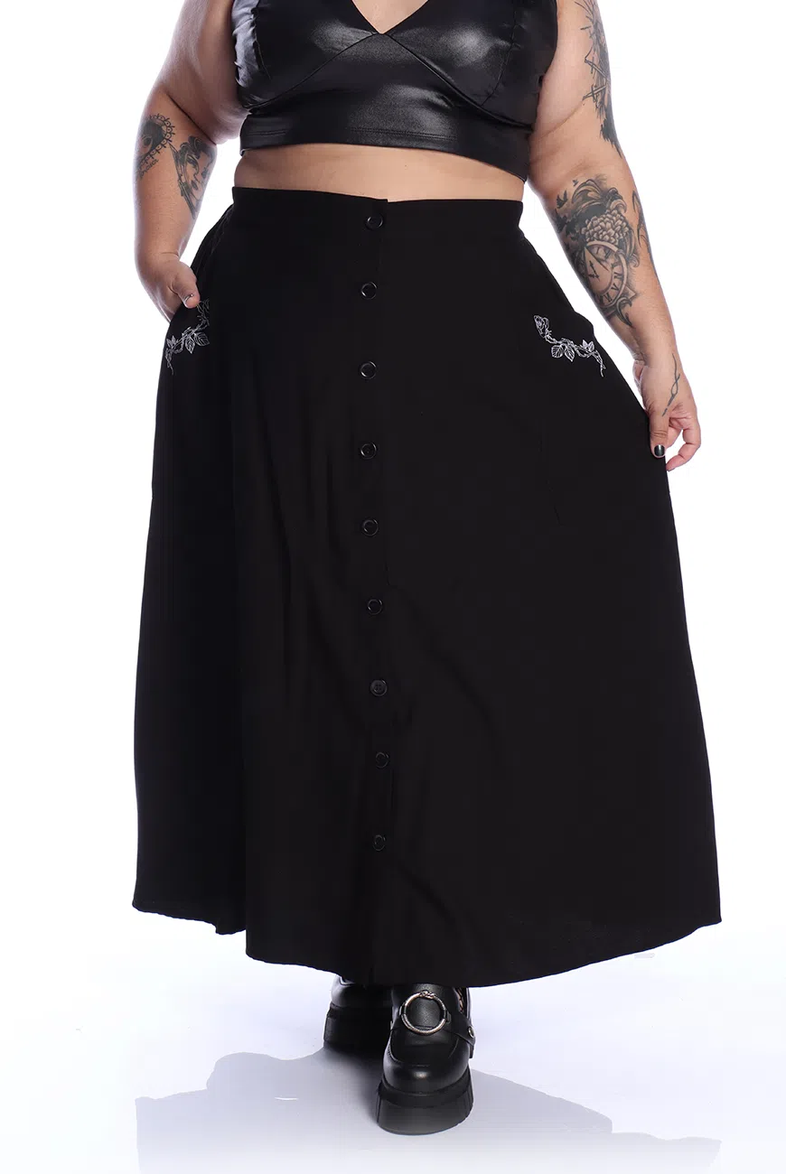 Saia Midi Bolsos Rose - Imagem 3