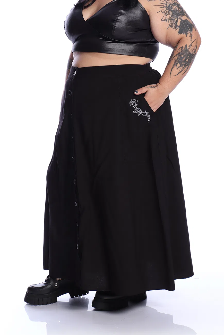 Saia Midi Bolsos Rose - Imagem 5