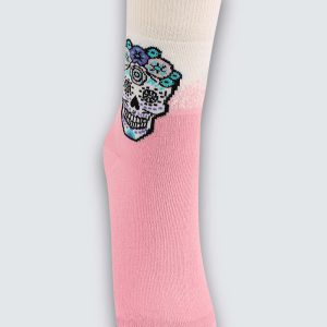 Meia Cano Curto Caveira Lupo - Bubble Gum