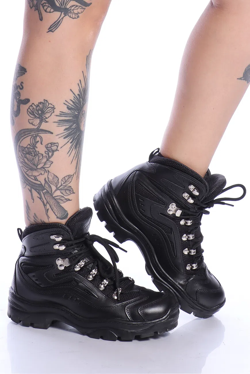 Bota Coturno Adventure Couro Preta Croft - Imagem 4