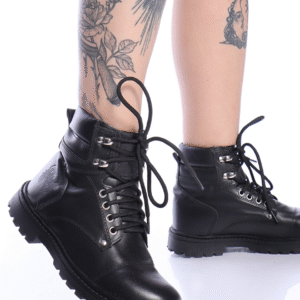 Bota Coturno Couro Preta Ark