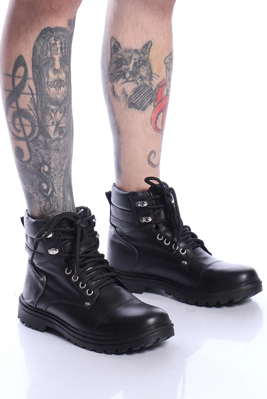Bota Coturno Couro Preta Ark - Imagem 4