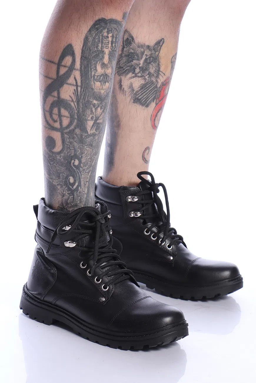 Bota Coturno Couro Preta Ark - Imagem 10