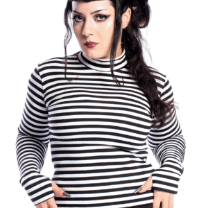 Blusa Manga Longa Listrada Preto e Branco Pugsley