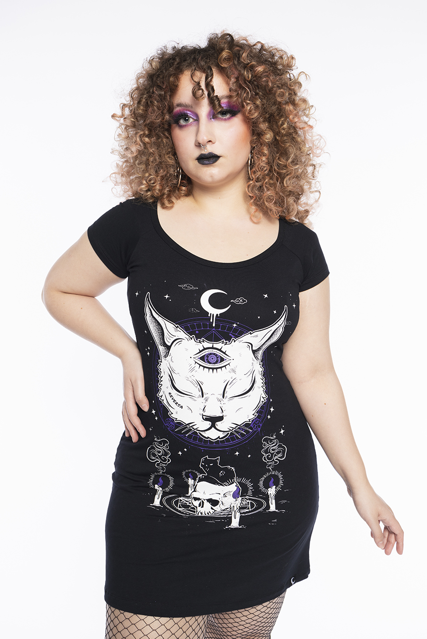 223b66b4b1d5ed4f1402996c084e9b6a.jpg Vestido Evasê Mysticat - Imagem 1