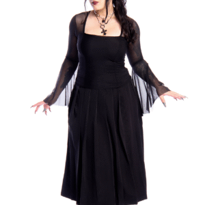Blusa Manga Longa Tule Flare Black Dahlia
