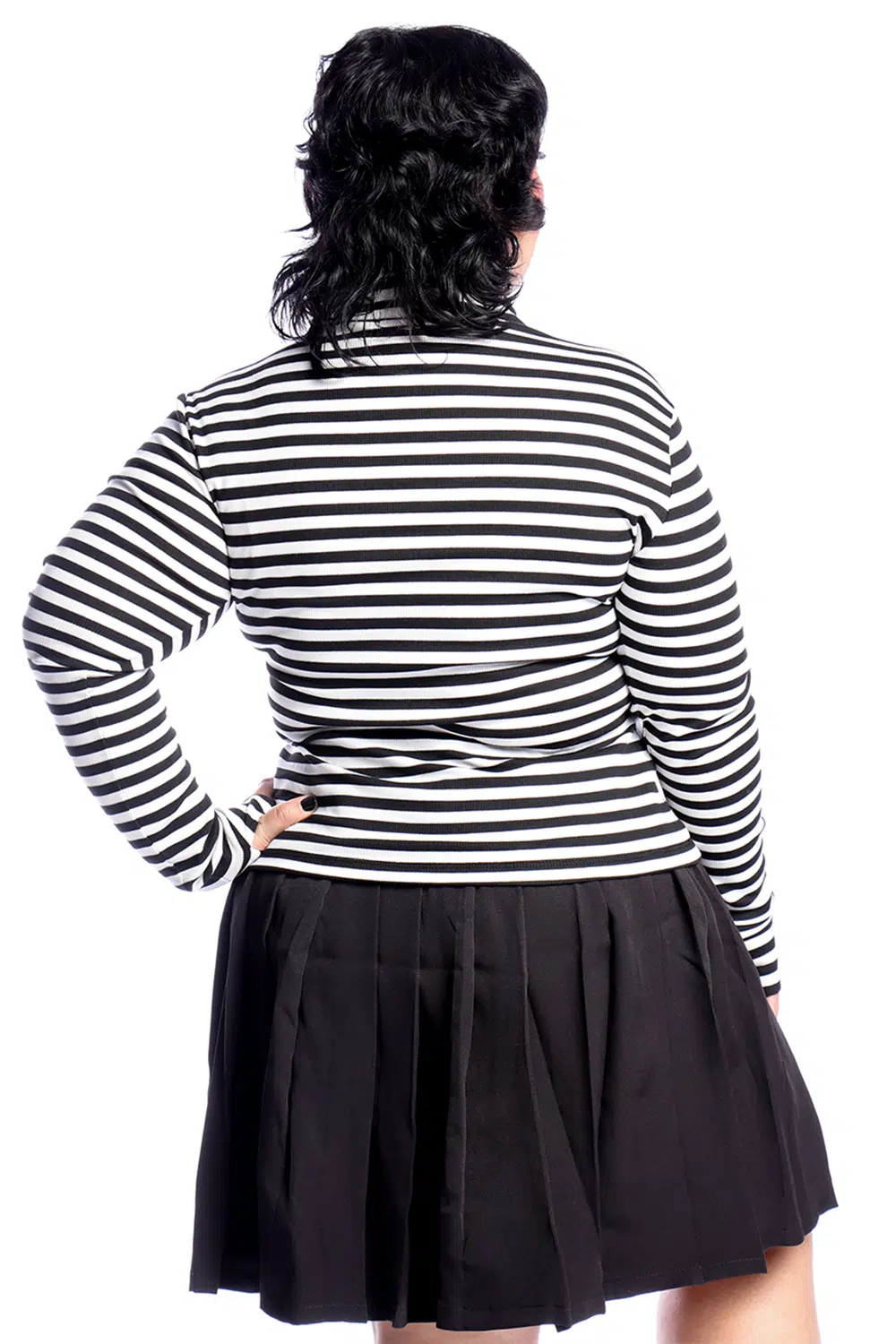 Blusa Manga Longa Listrada Preto e Branco Pugsley - Imagem 6
