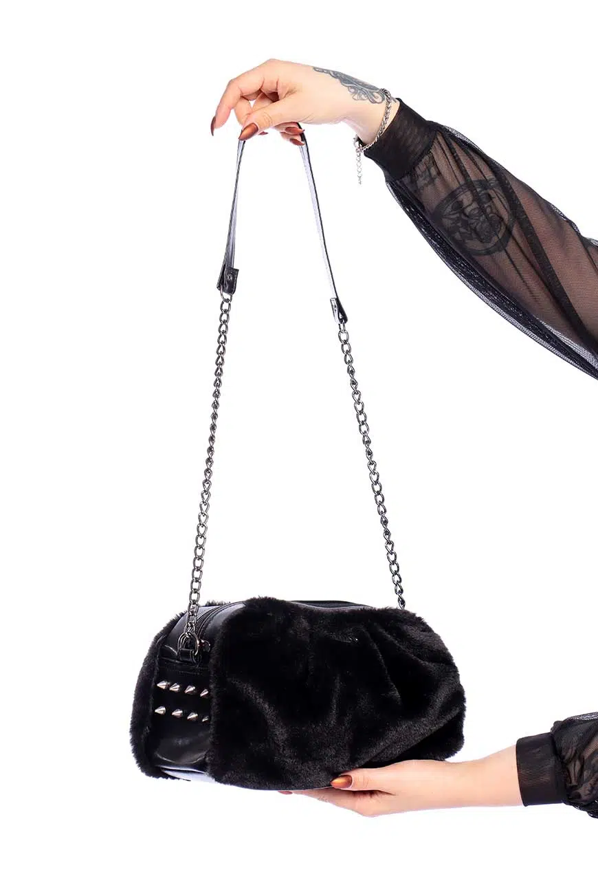 Bolsa Corrente Pelúcia Preta Jacob - Imagem 1