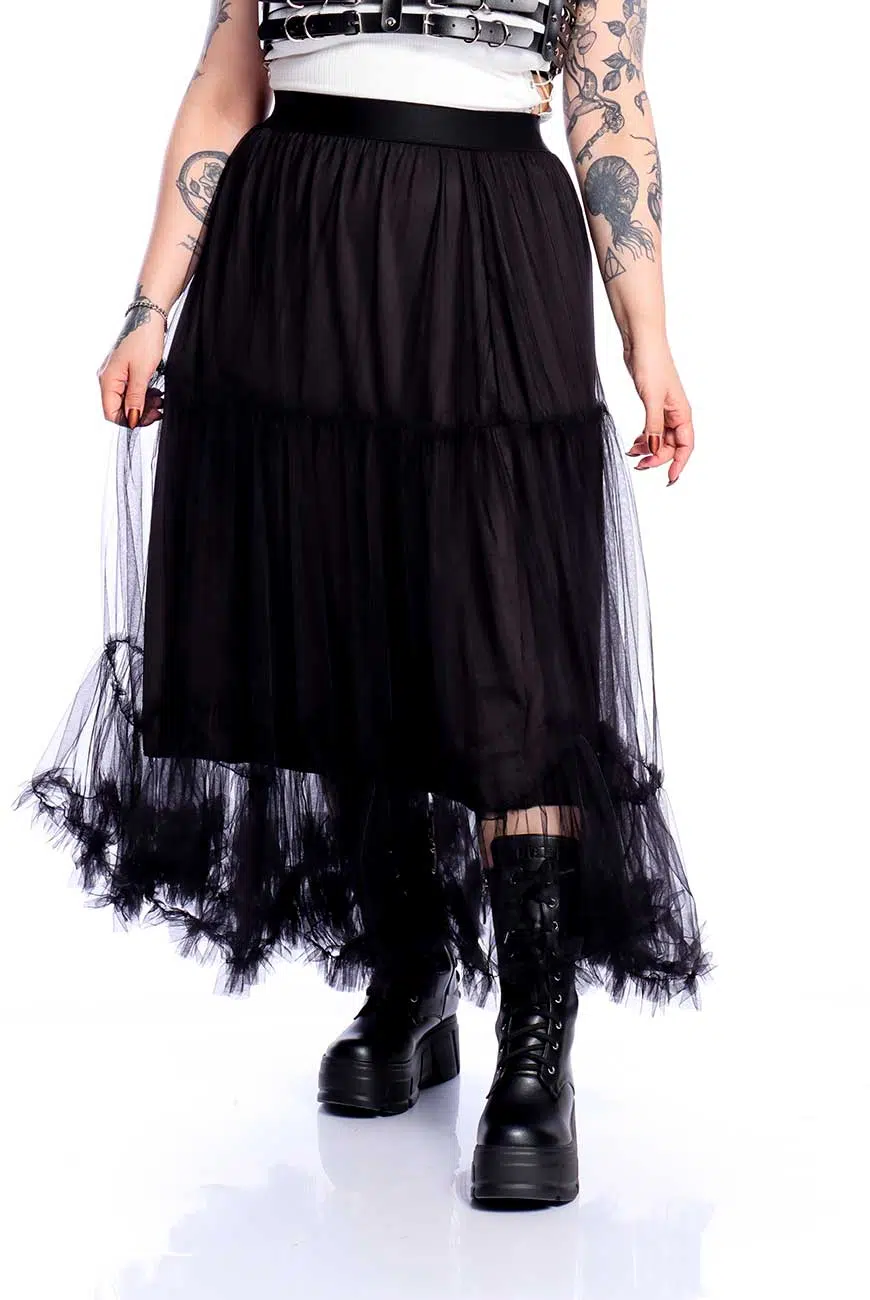 Saia Longa Tule Preto Abracadabra - Imagem 1