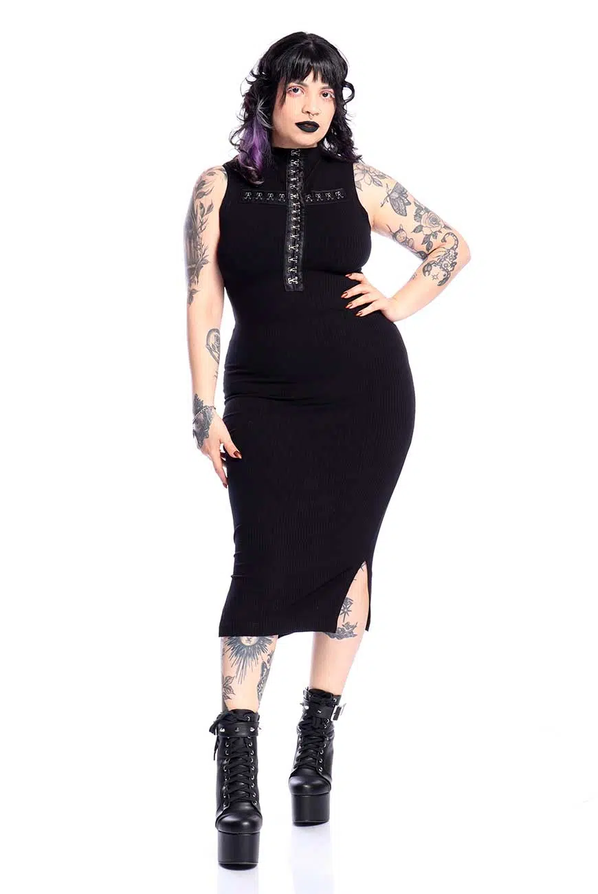 Vestido Canelado Justo Crucify - Imagem 1