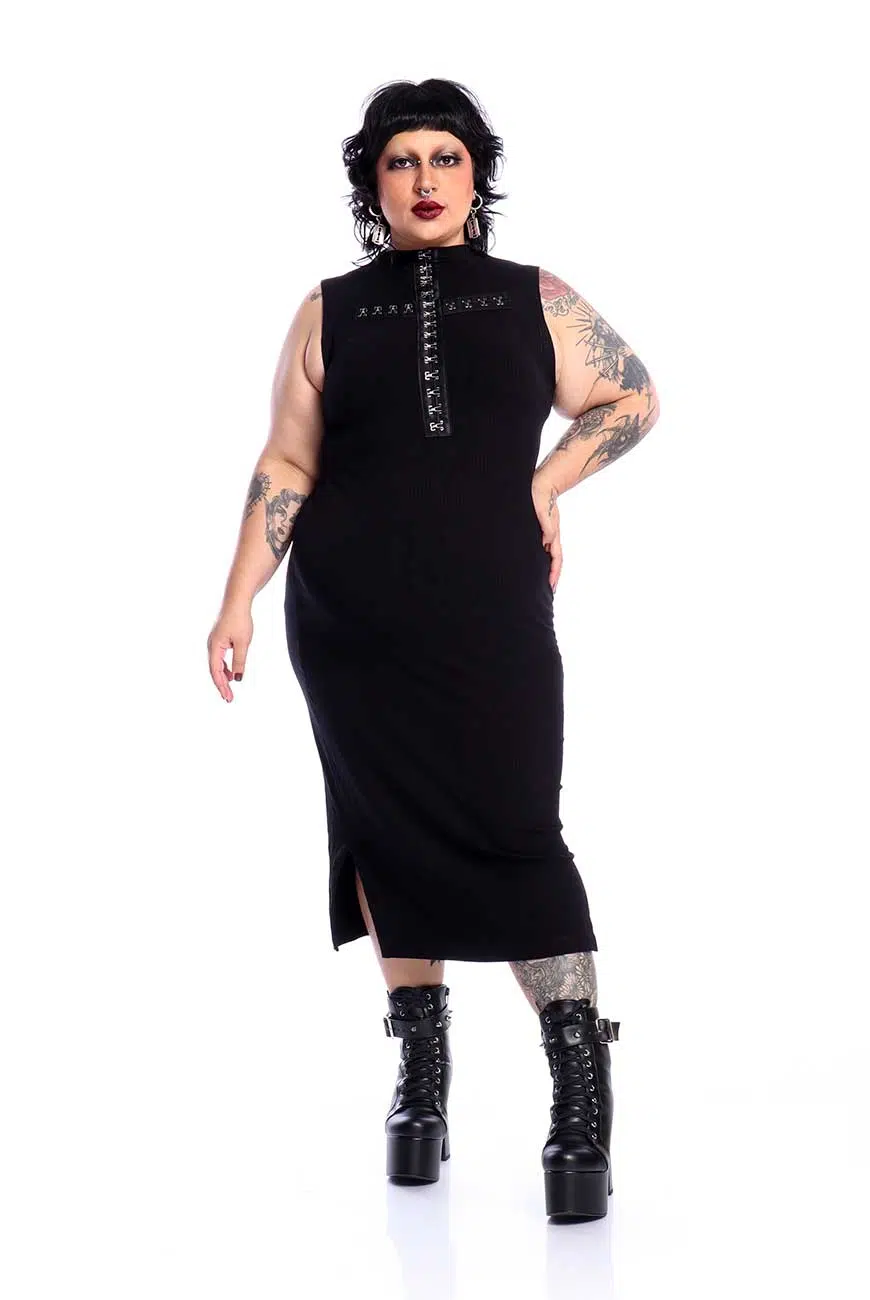 Vestido Canelado Justo Crucify - Imagem 3