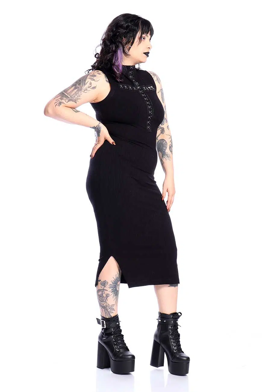 Vestido Canelado Justo Crucify - Imagem 4