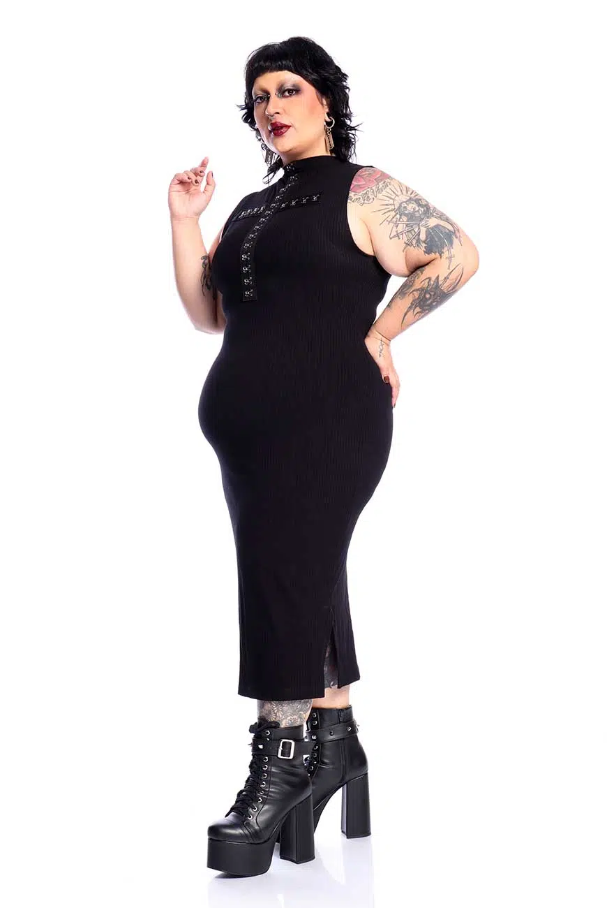 Vestido Canelado Justo Crucify - Imagem 5