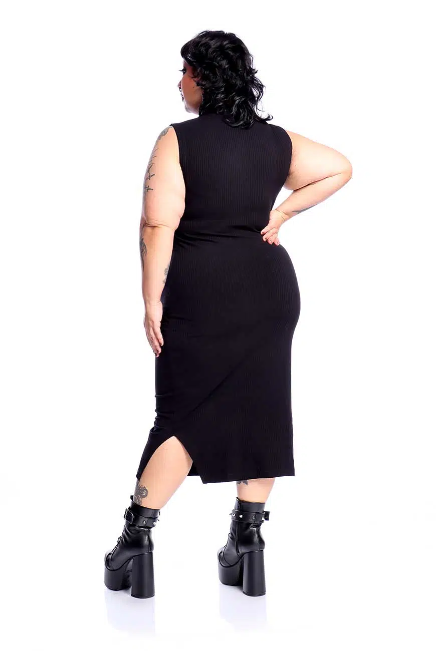 Vestido Canelado Justo Crucify - Imagem 7