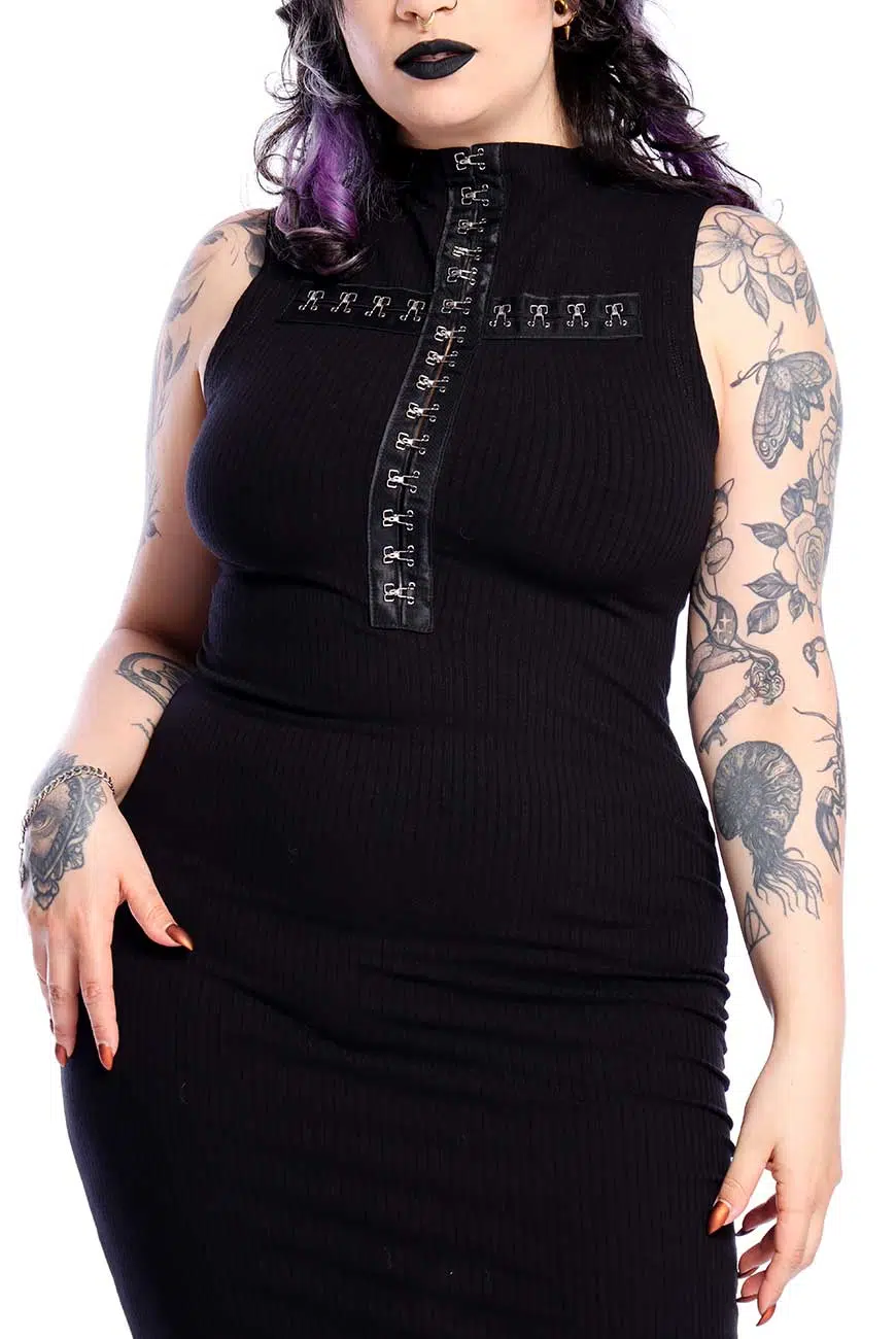 Vestido Canelado Justo Crucify - Imagem 8