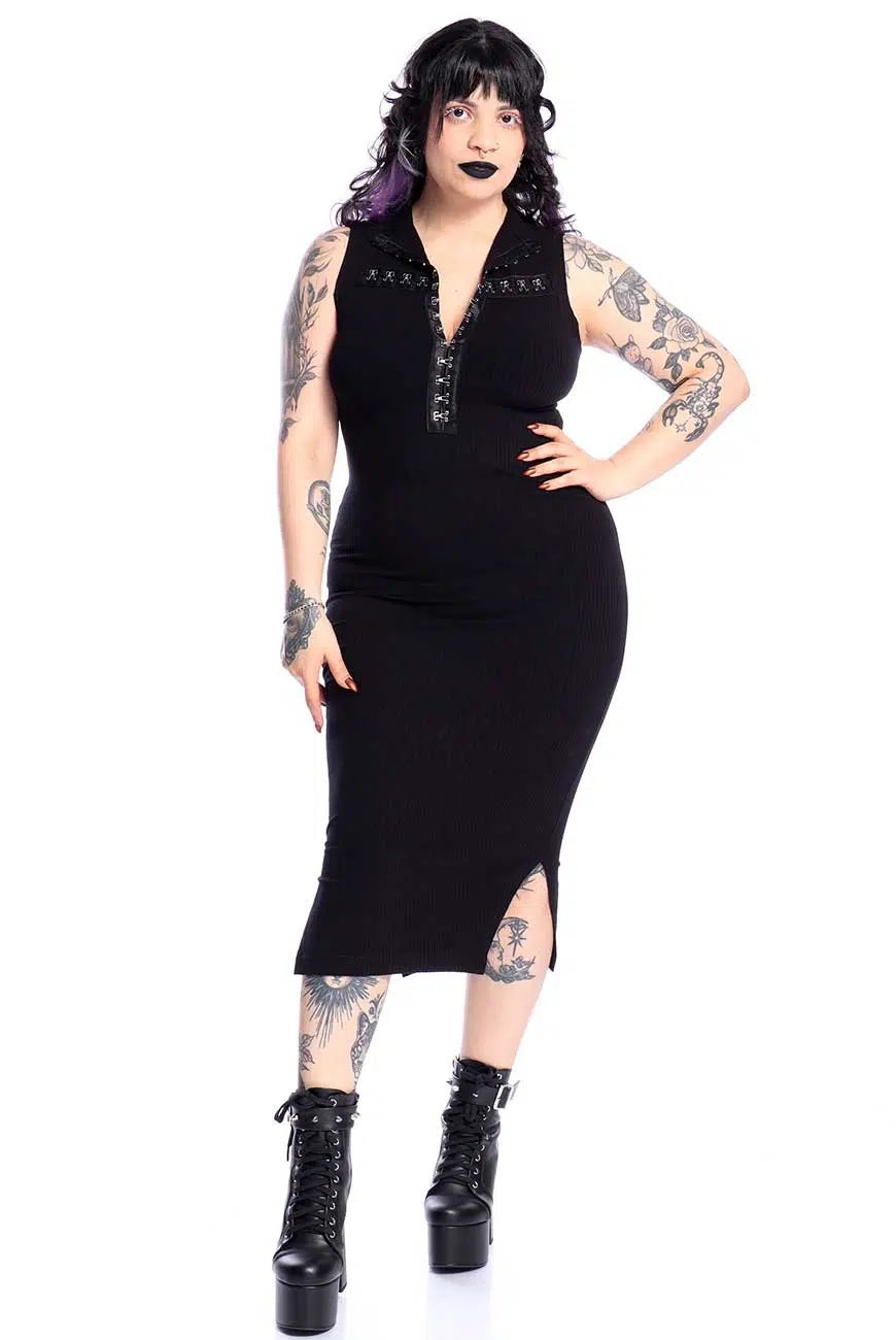 Vestido Canelado Justo Crucify - Imagem 9