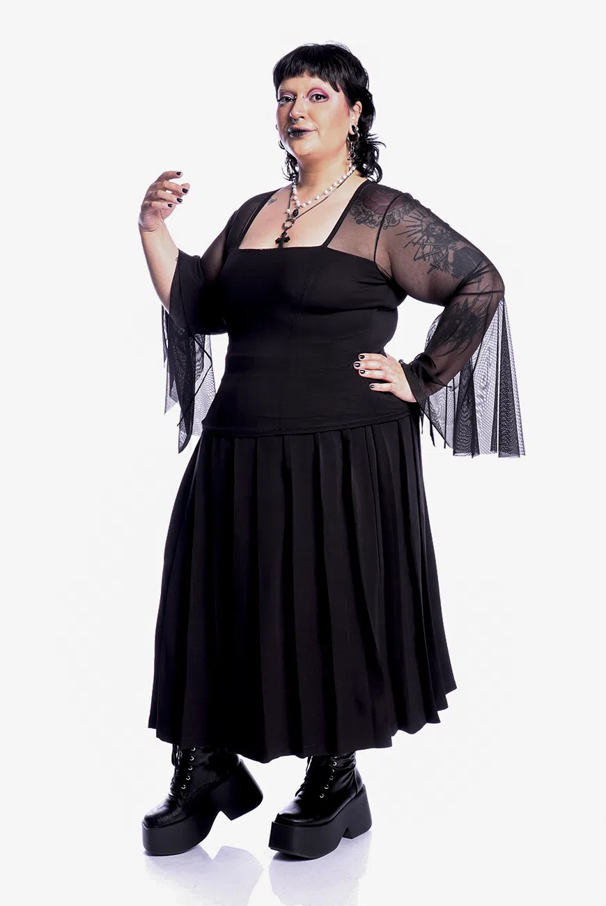 Blusa Manga Longa Tule Flare Black Dahlia - Imagem 5