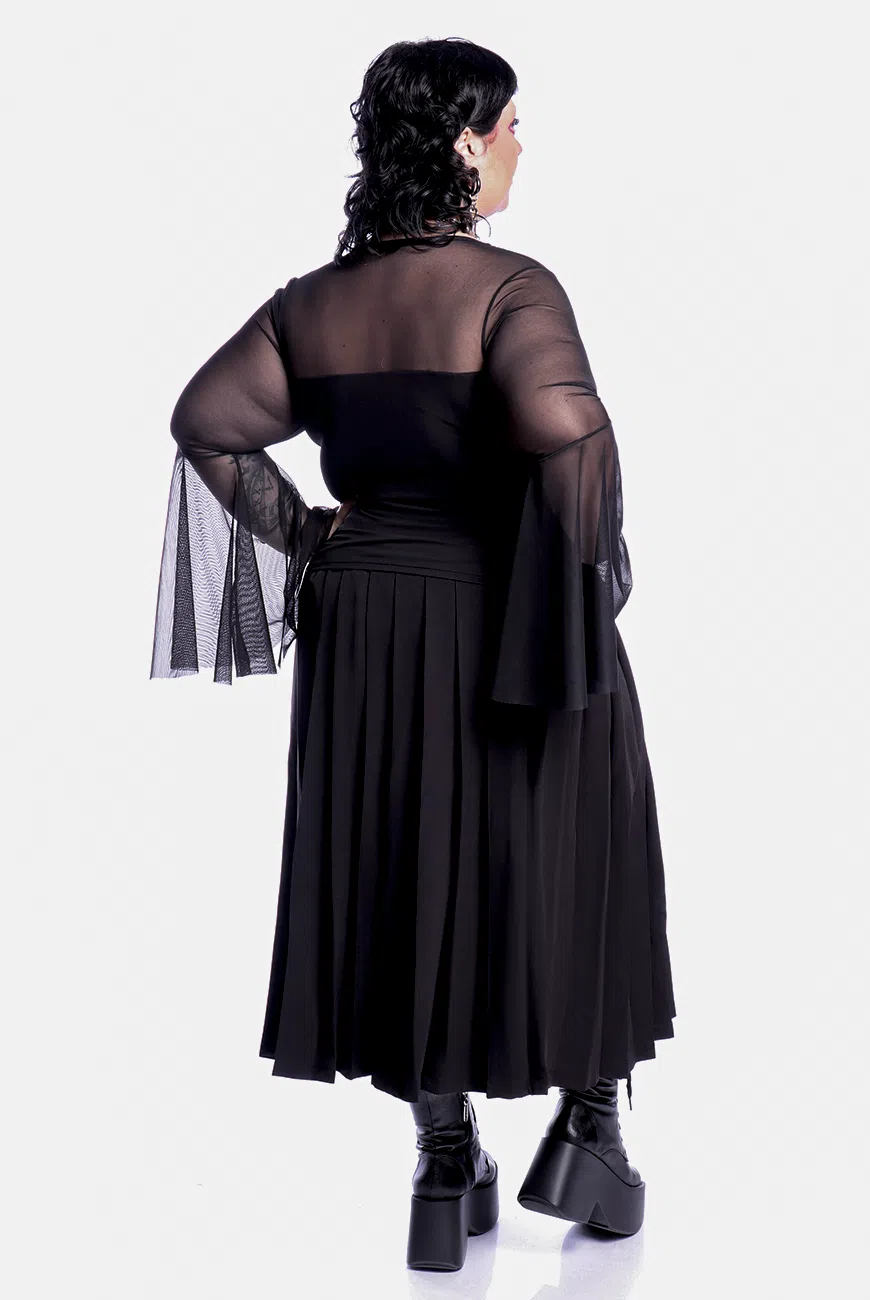 Blusa Manga Longa Tule Flare Black Dahlia - Imagem 7