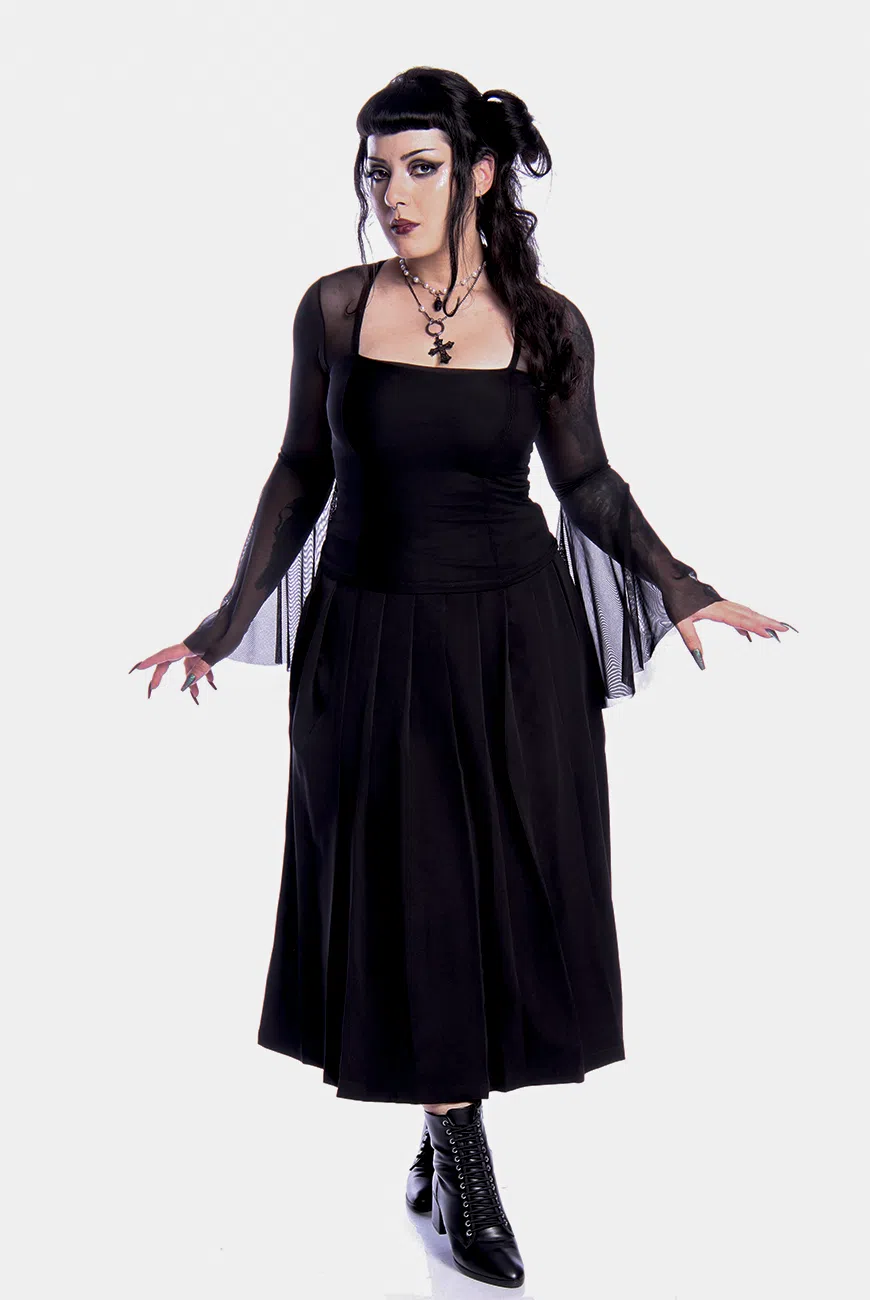 Blusa Manga Longa Tule Flare Black Dahlia - Imagem 8