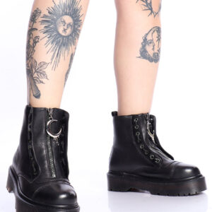 Coturno Couro Plataforma Zíper Luna