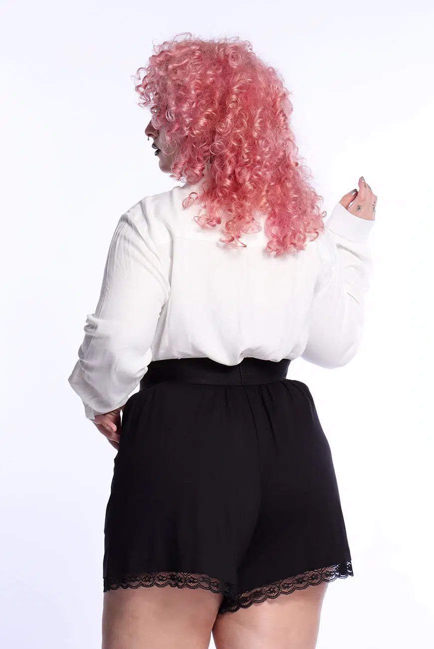 Shorts Preto Renda Aura - Imagem 7