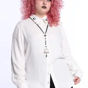 Camisa Viscose Manga Longa Black Moon Off White
