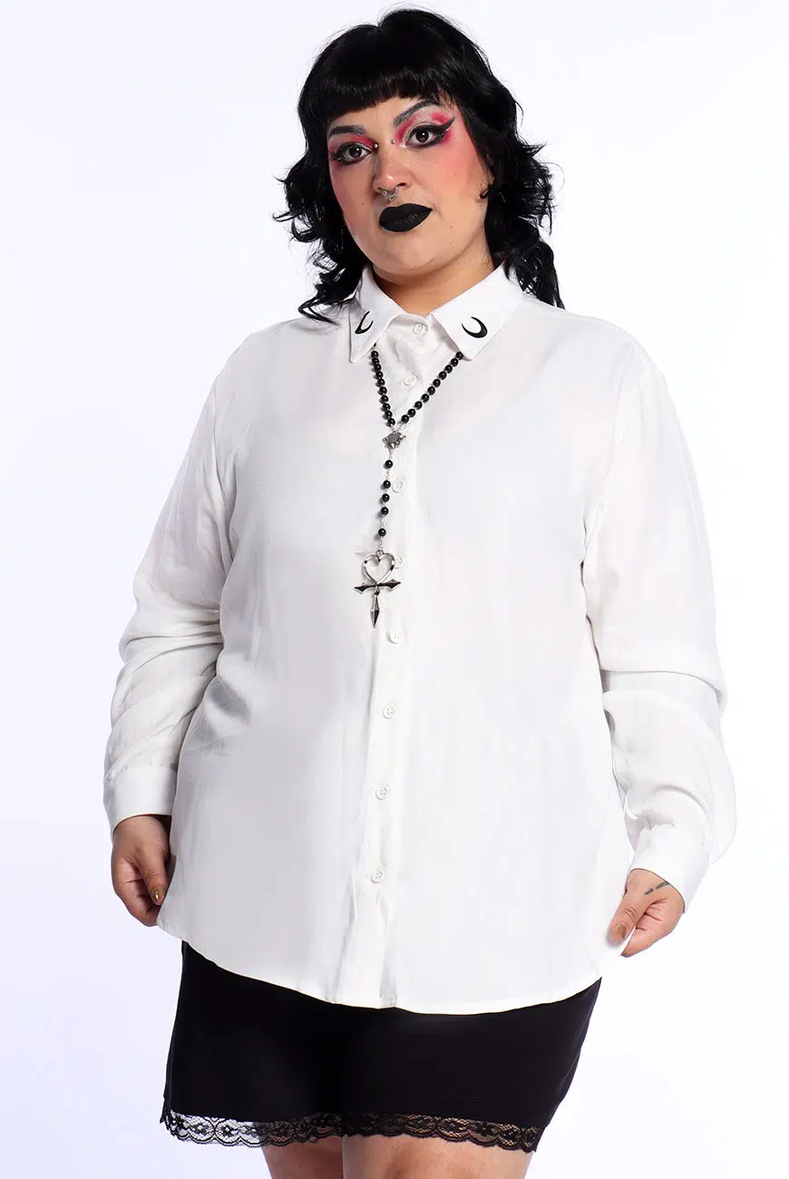 Camisa Viscose Manga Longa Black Moon Off White - Imagem 3