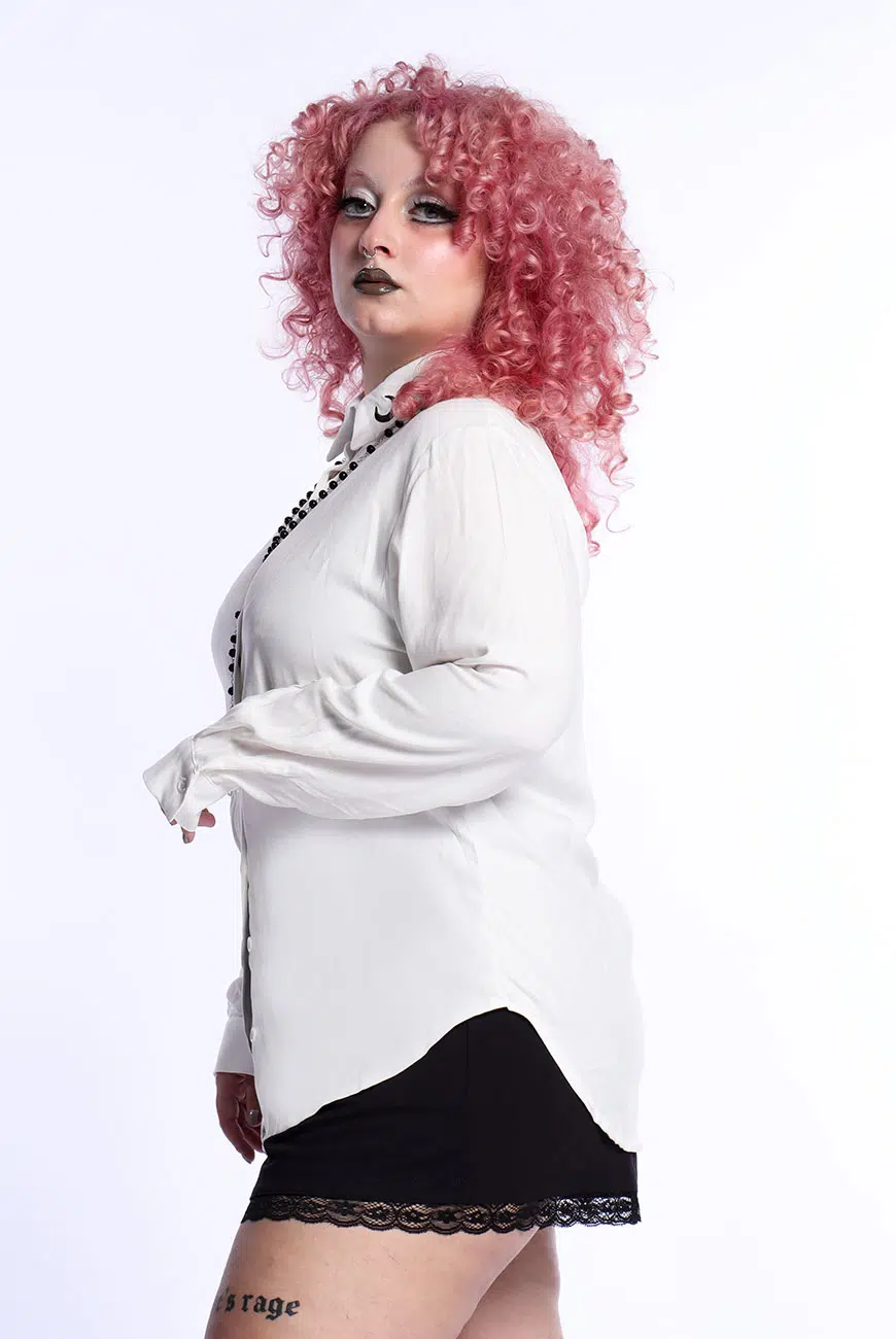 Camisa Viscose Manga Longa Black Moon Off White - Imagem 4