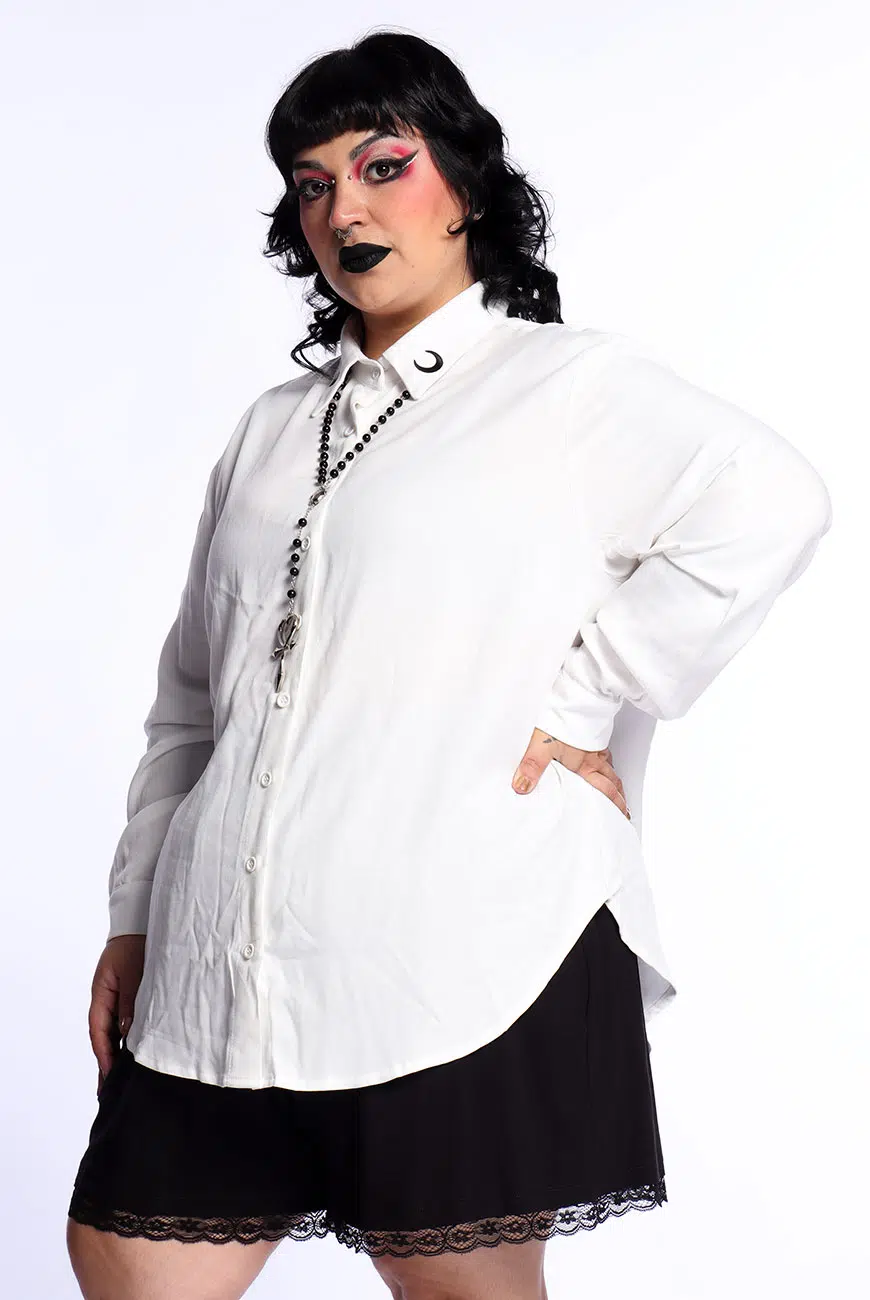 Camisa Viscose Manga Longa Black Moon Off White - Imagem 5