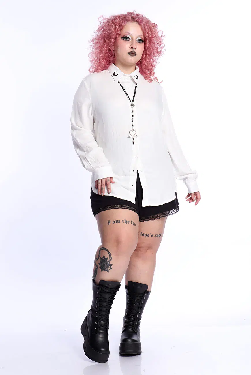 Camisa Viscose Manga Longa Black Moon Off White - Imagem 8