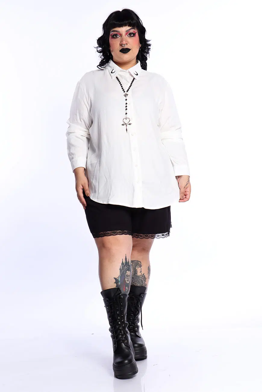 Camisa Viscose Manga Longa Black Moon Off White - Imagem 9