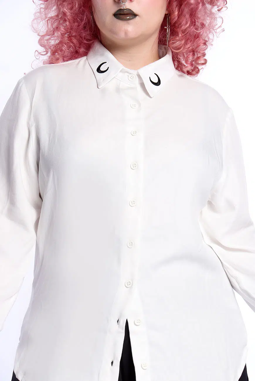 Camisa Viscose Manga Longa Black Moon Off White - Imagem 10