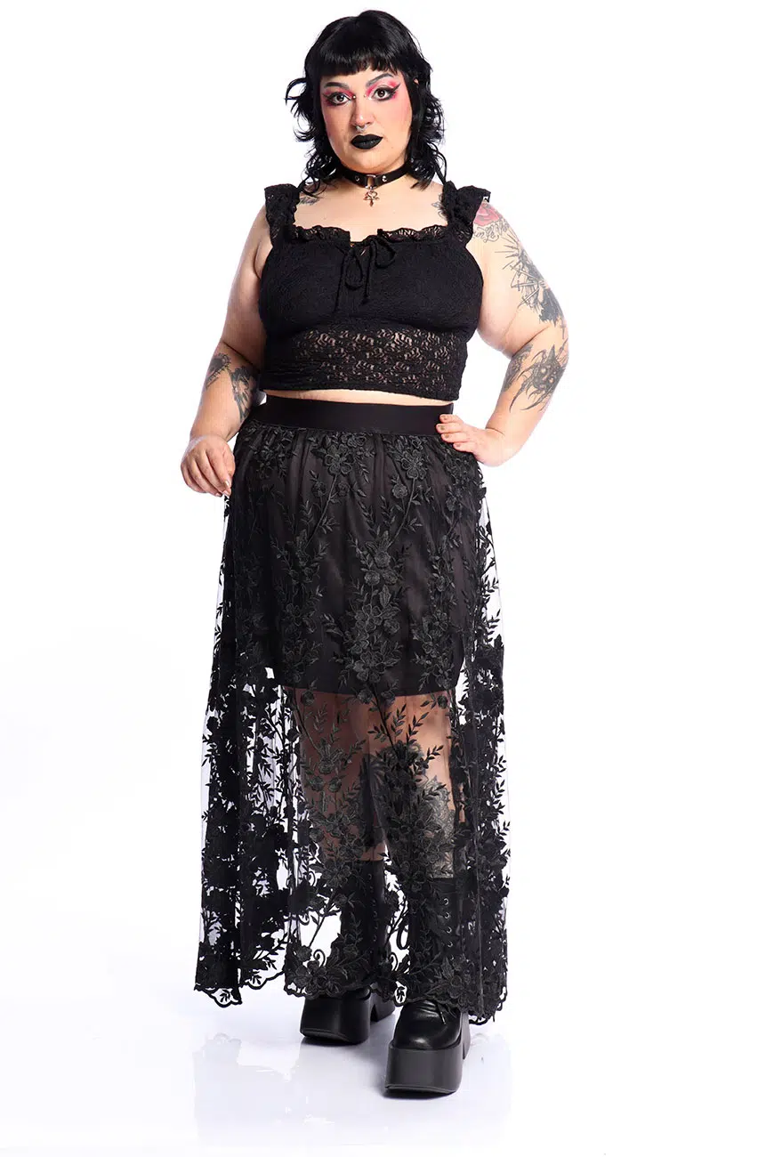 Saia Renda Preta Ivy - Imagem 9