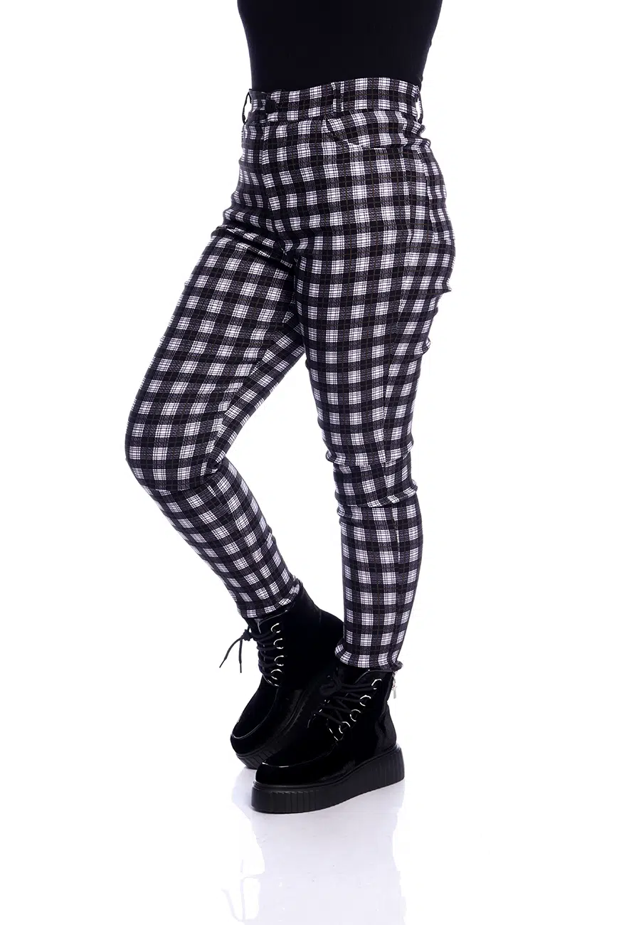 Calça Skinny Xadrez Preto e Branco - Imagem 5