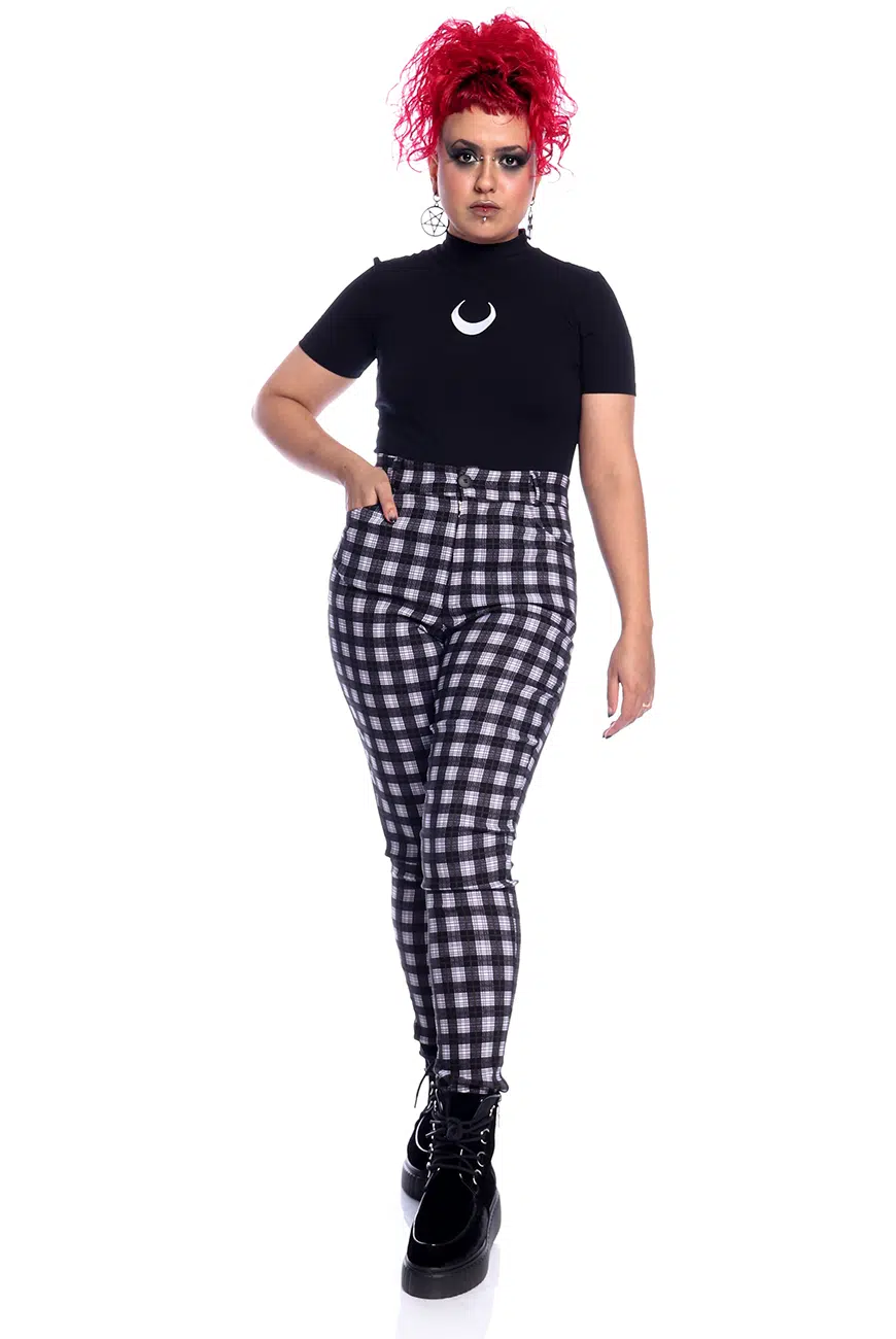 Calça Skinny Xadrez Preto e Branco - Imagem 2