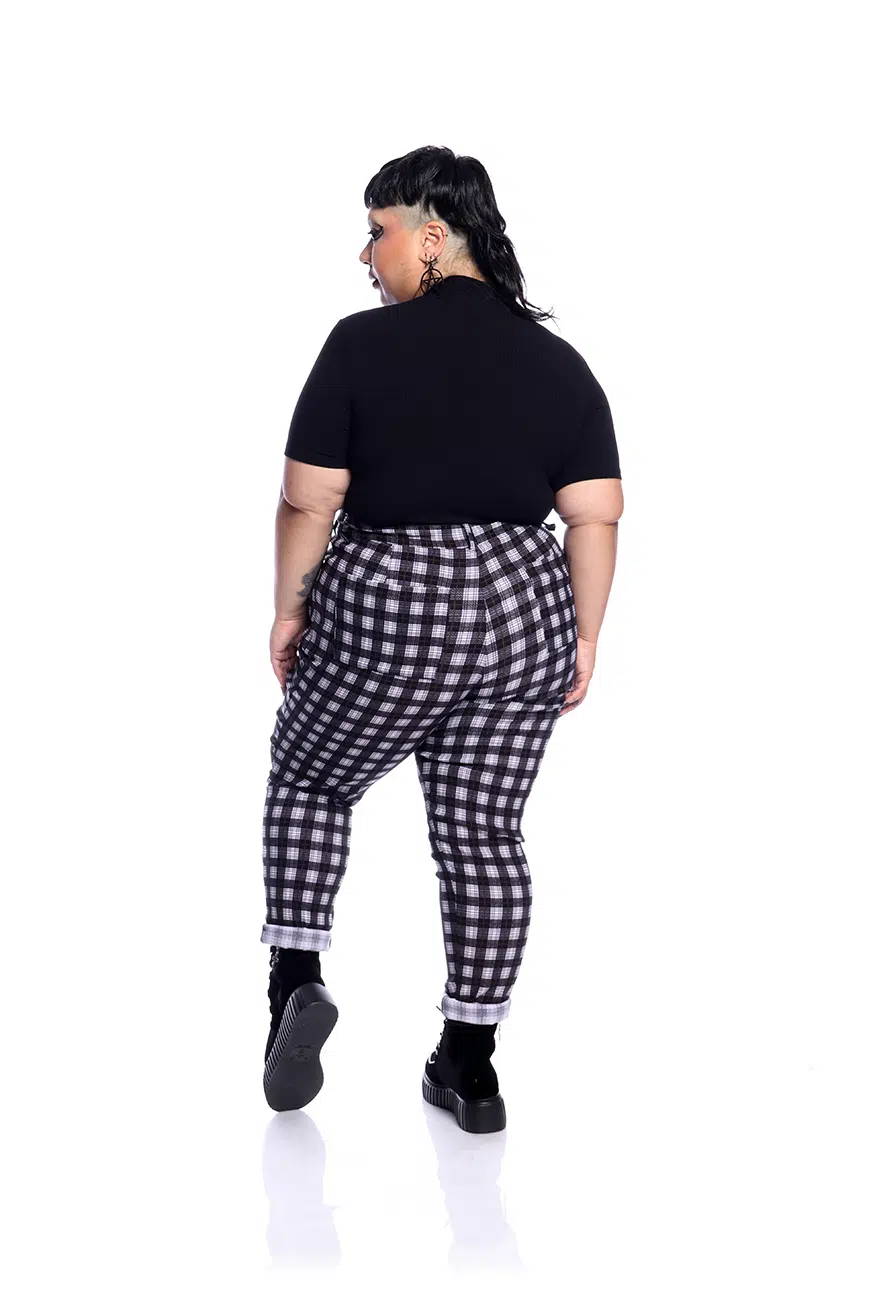 Calça Skinny Xadrez Preto e Branco - Imagem 8