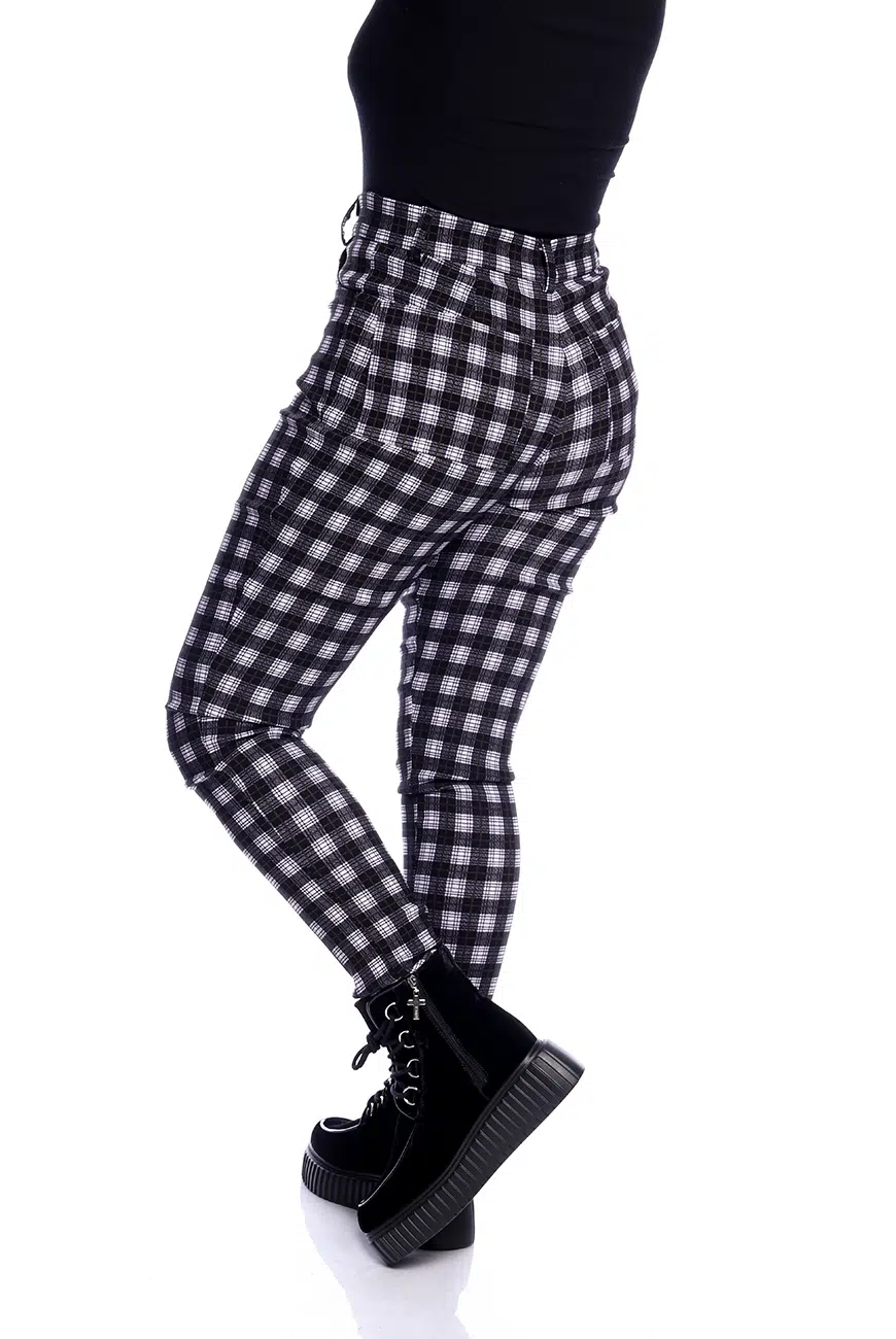 Calça Skinny Xadrez Preto e Branco - Imagem 7