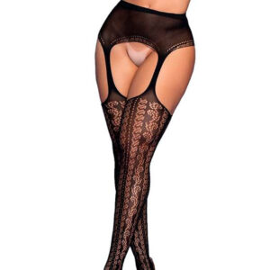 Meia Calça Arrastão Cinta Liga Damasque